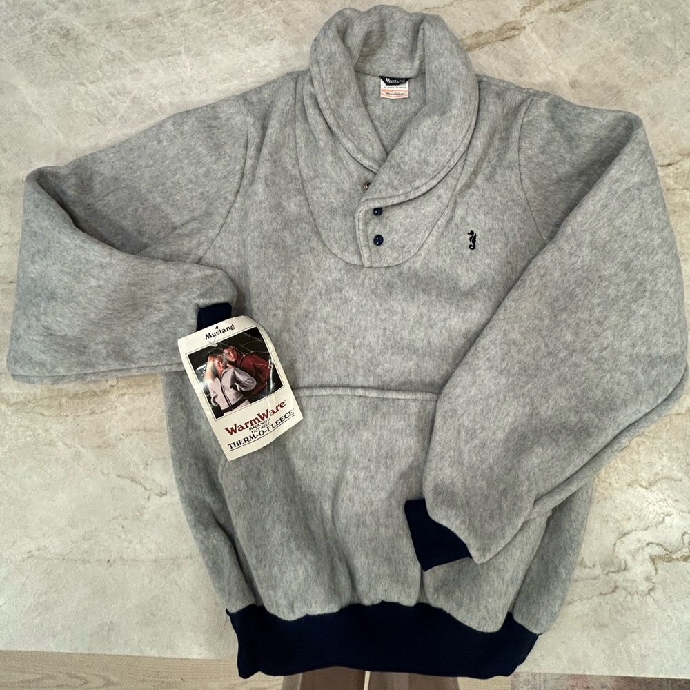 Vintage Mustang WarmWare Therm-O-Fleece Pullover Sweater NWT Grey XXL 90s